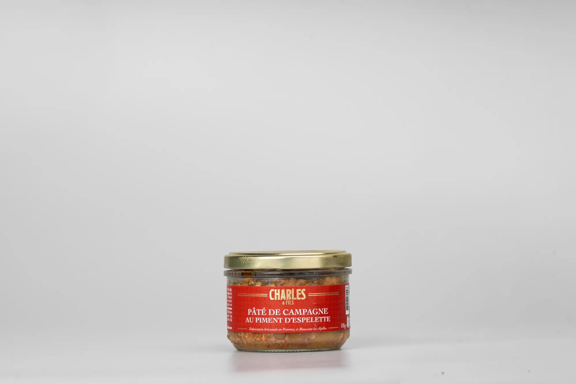Pâté de campagne Charles et Fils, packshot horizontal en studio